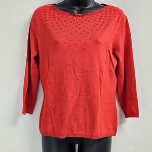 Ruby Rd Sweater Women Petite Medium Red Business Casual Holiday Party